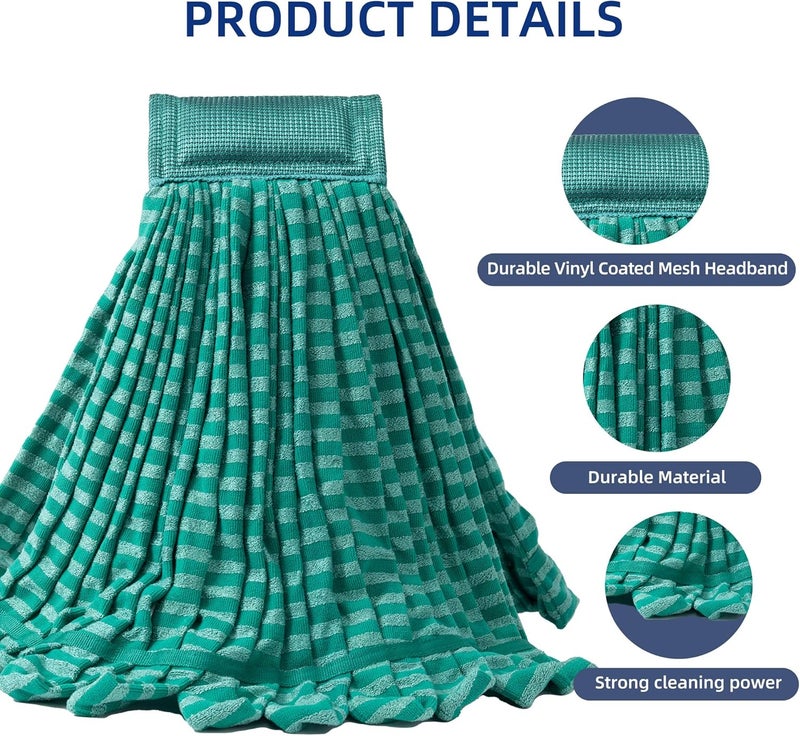 DRKLEAN 2 Pack Large Microfiber Tube Mop Heads,6 inch,Heavy Duty Mop Head,Highly Absorbent,Commercial Mop Head Replacement,Wet Mop Heads Replacement,for Hardwood, Tile, Laminate Floors,Green - Image 4